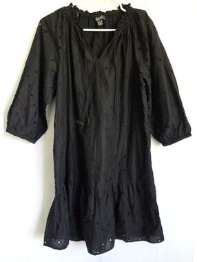 PRIMARK Eyelet Cotton Ruffle Dress Drawstring Neckline 8